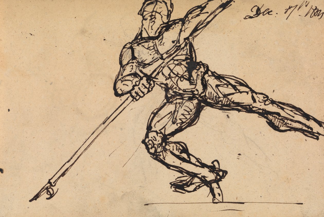 Figurenstudie eines nackten Mannes mit Speer von Benjamin Robert Haydon