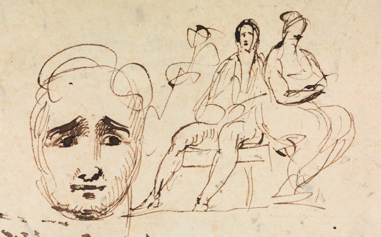 Porträtskizze und sitzende Figuren von Benjamin Robert Haydon
