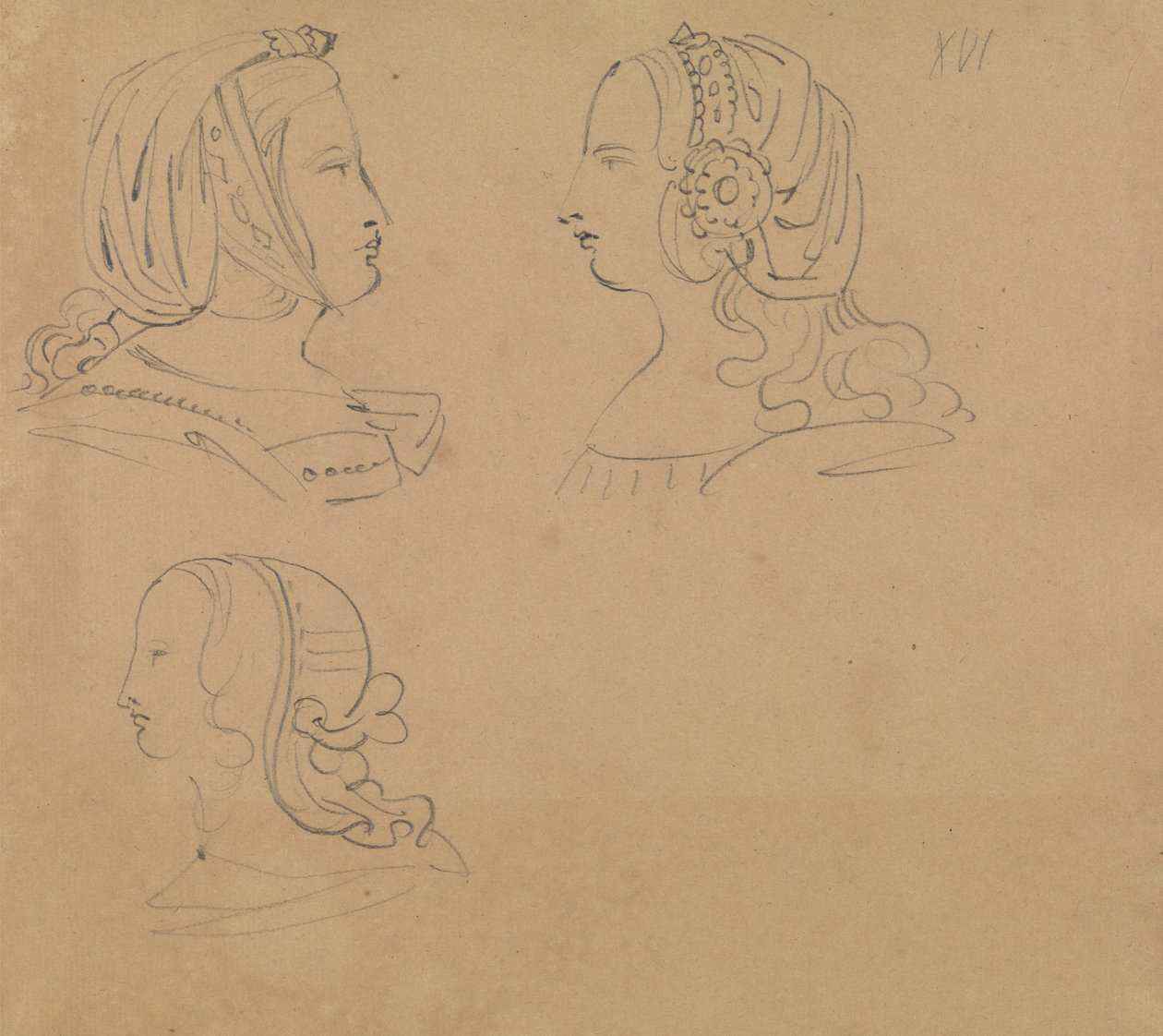 Porträtstudien von Frauen in verschiedenen Kopfbedeckungen von Benjamin Robert Haydon