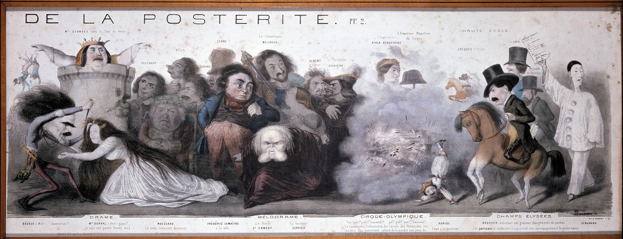 Le grand chemin de la postérité: Darstellung von Tragödie und Komödie (Dorval, etc...) - Lithographie von Benjamin Roubaud, Maison de Balzac, Paris von Benjamin Roubaud