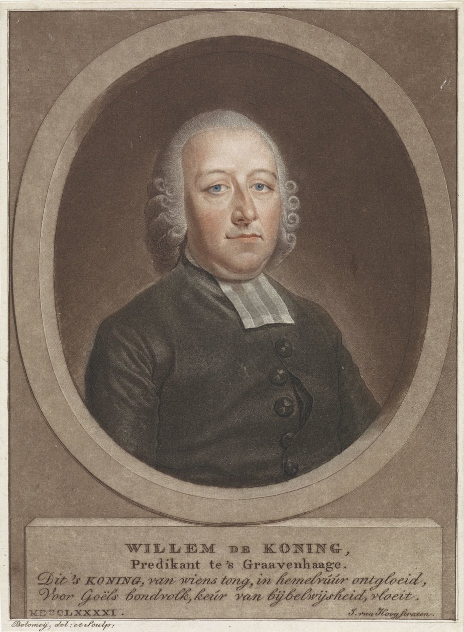 Porträt von Pfarrer Willem de Koning von Benjamin Samuel Bolomey