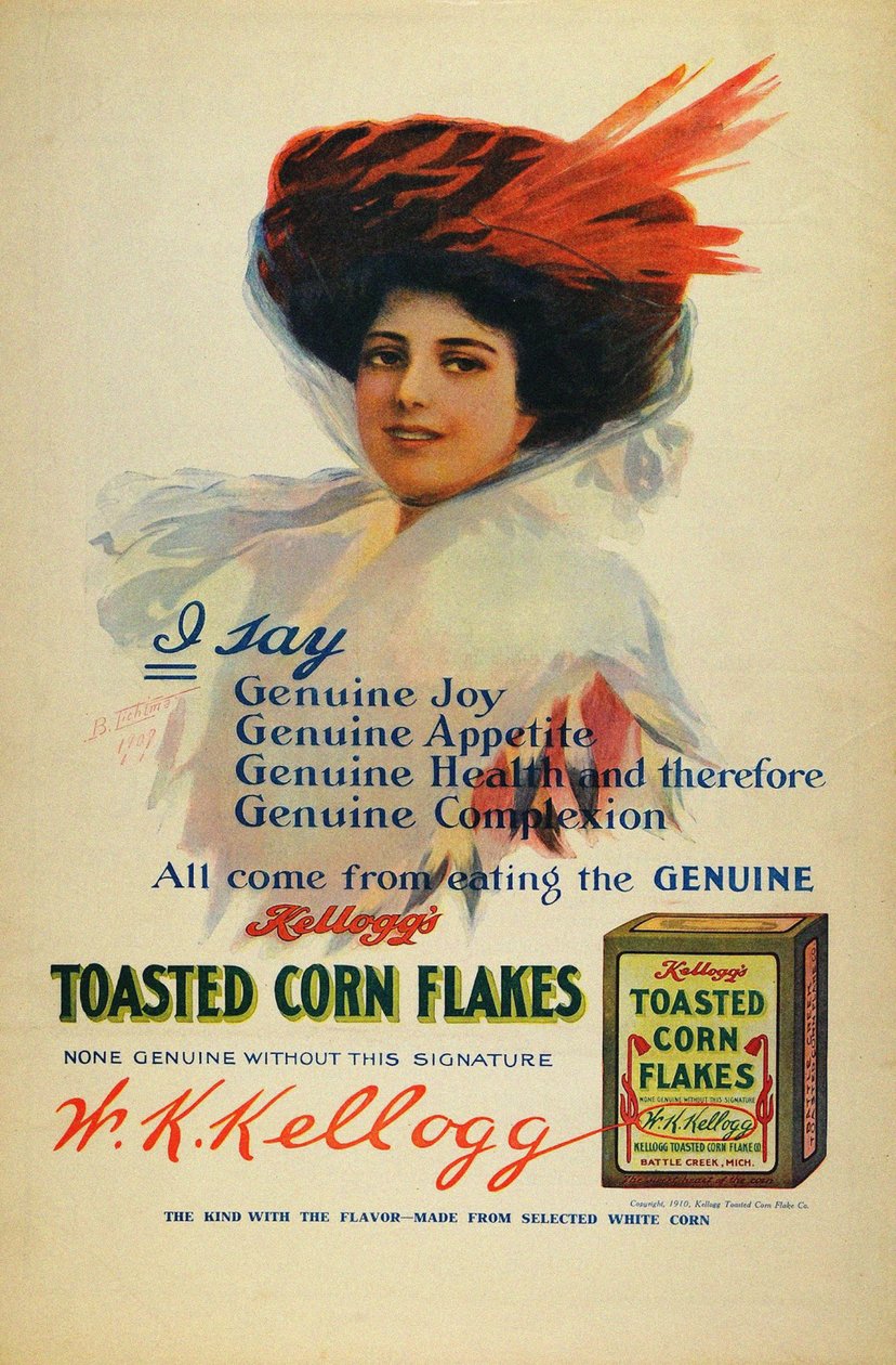 Plakat für Kelloggs Cornflakes, 1910 von Benjamin Tichtman