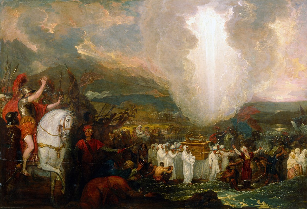 Josua überquert den Jordan mit der Bundeslade von Benjamin West