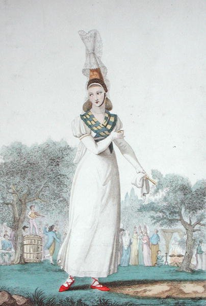 Eine Cauchoise in der traditionellen Festtagskleidung, graviert von Gatine um 1830 von Benoit (after) Pecheux