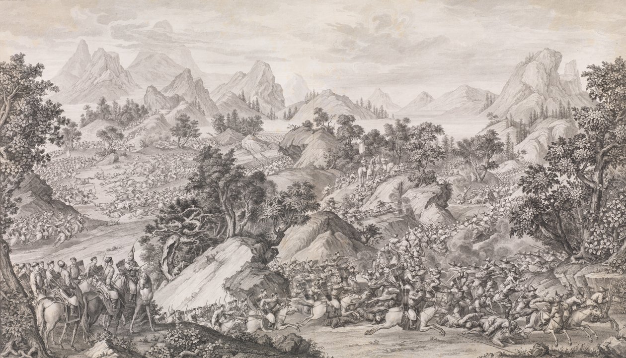 Die Schlacht von Qos-qulaq, 1774 von Benoit Louis Prevost