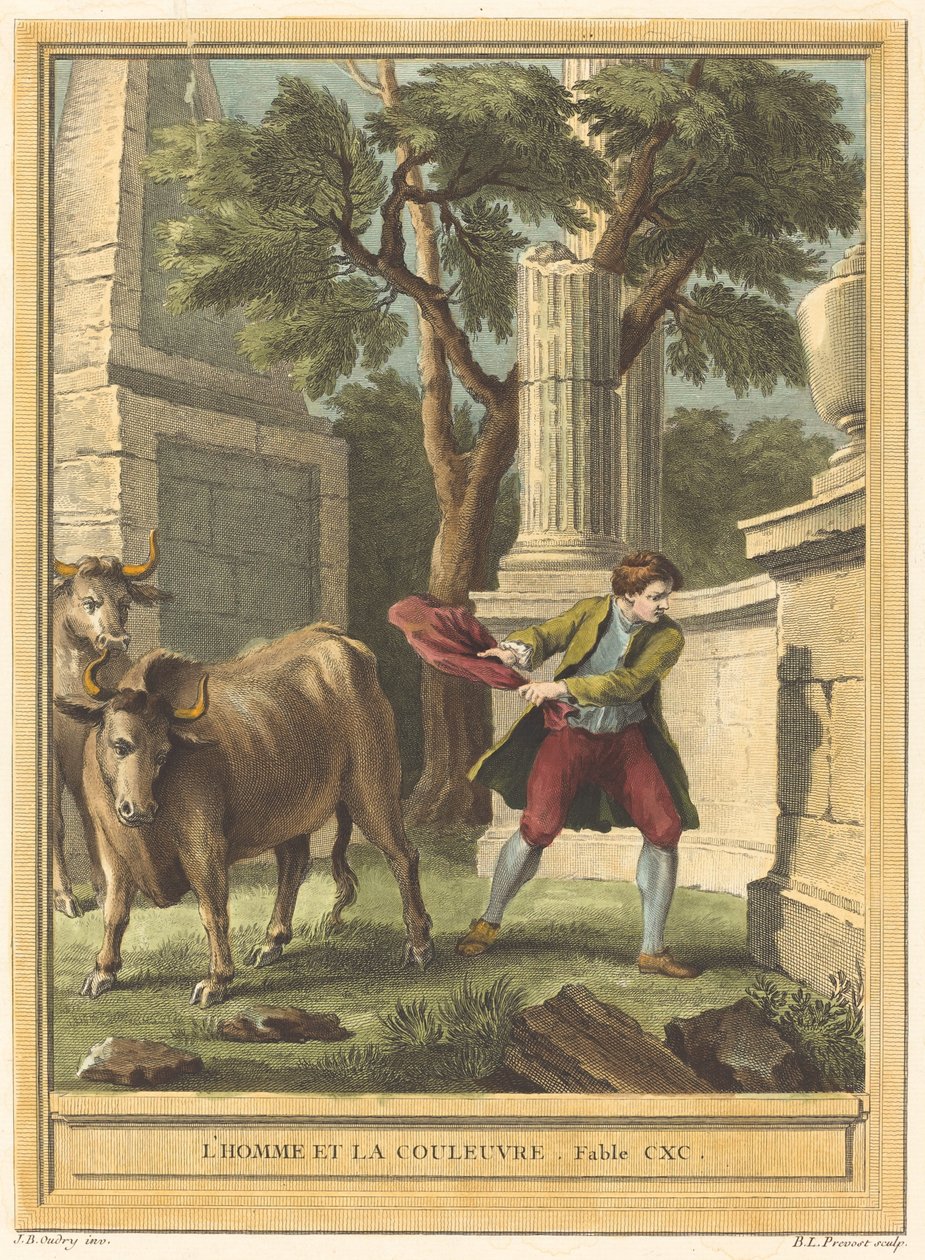 Der Mann und die Schlange von Benoît Louis Prévost after Jean Baptiste Oudry