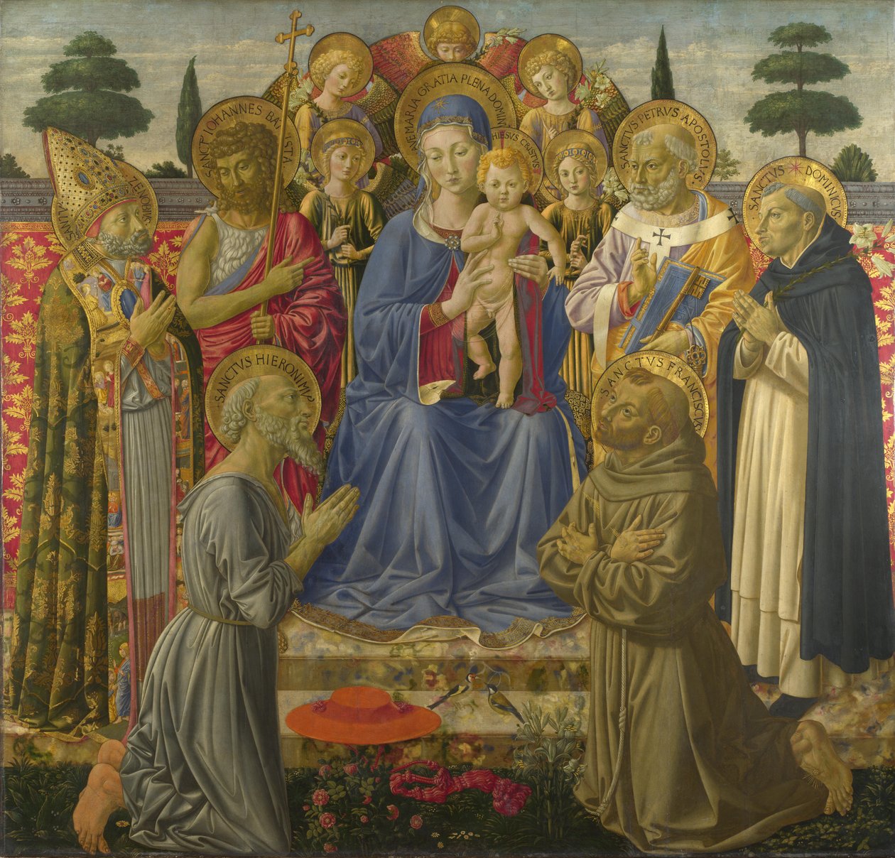 Die Jungfrau und das Kind auf dem Thron unter Engeln und Heiligen, 1460er von Benozzo Gozzoli