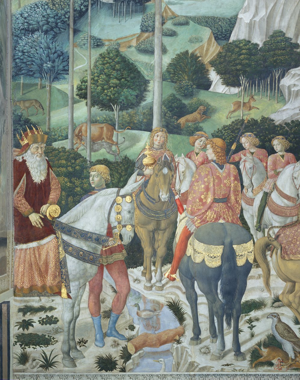 Giuseppe, der Patriarch von Konstantinopel, als einer der Heiligen Drei Könige, Detail aus dem Zyklus der Reise der Heiligen Drei Könige in der Kapelle, ca. 1460 (Fresko) von Benozzo di Lese di Sandro Gozzoli