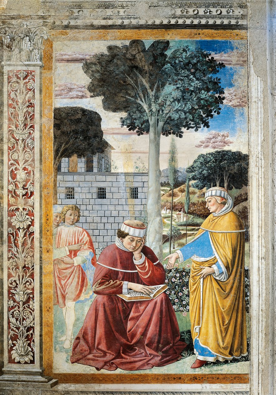 Hl. Augustinus liest die Briefe des Hl. Paulus (Detail) von Benozzo di Lese di Sandro Gozzoli