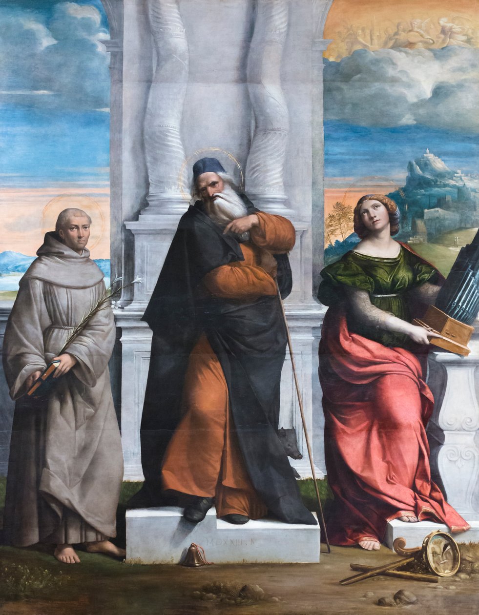 Heiliger Antonius der Abt, Antonius von Sizilien und Cäcilia von Benvenuto Tisi da Garofalo