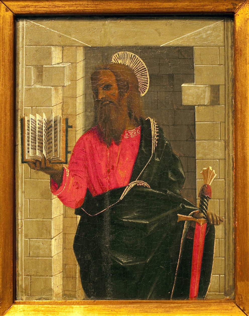 Sankt Paulus. Gemälde von Bernardino Butinone (1450-1507), Tempera auf Holz. Italienische Kunst, Renaissance. Musée Ingres, Montauban. von Bernadino Jacobi Butinone