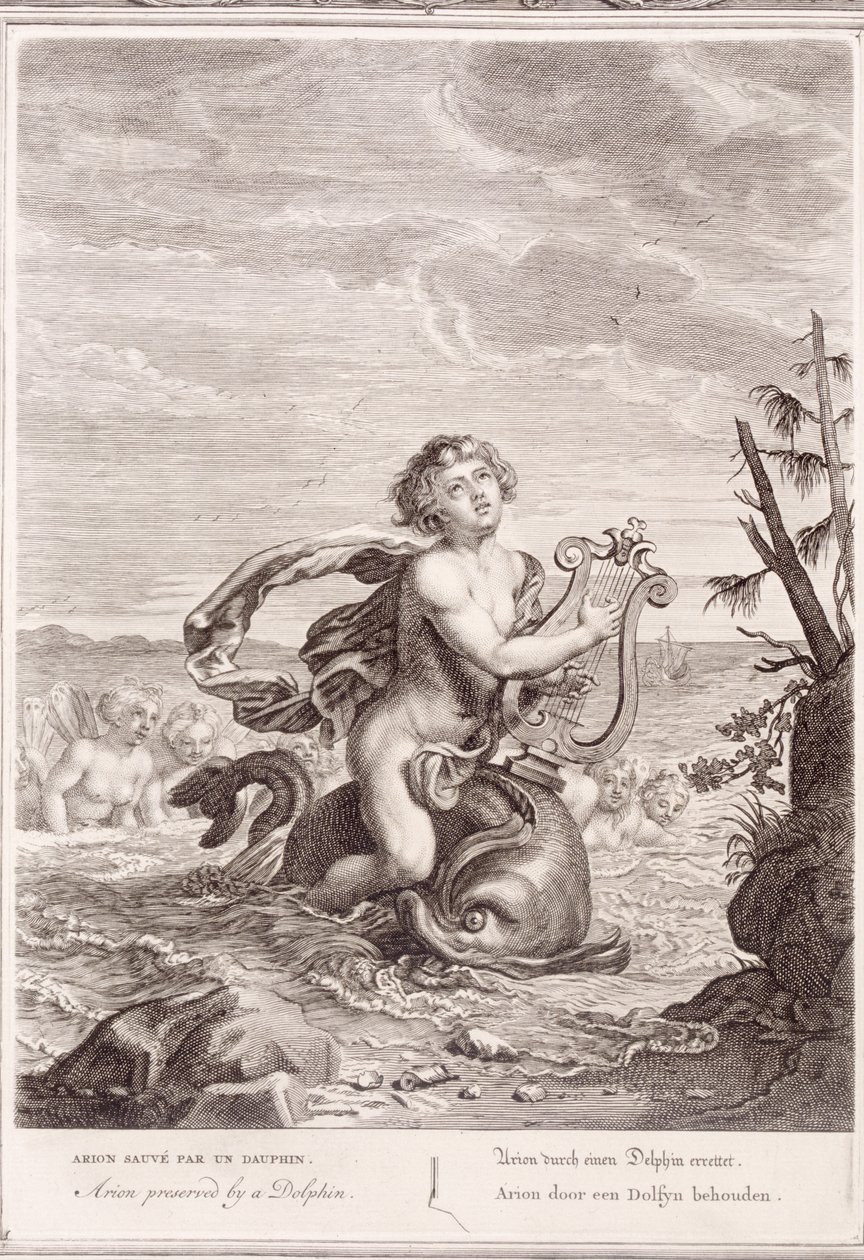 Arion gerettet von einem Delphin von Bernard Picart