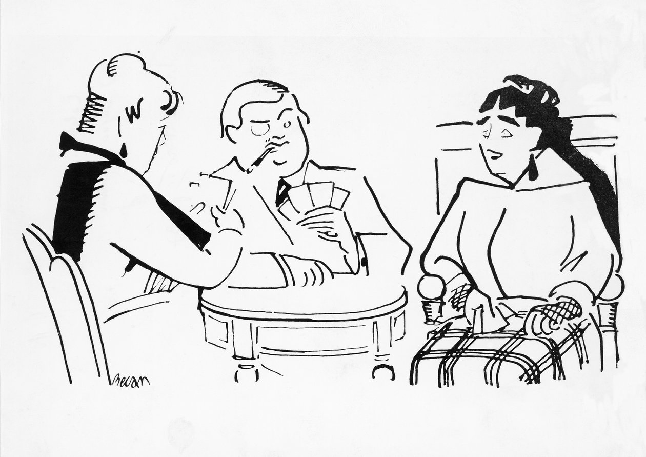 Kartenspiel, Illustration für Cheri, Roman von Sidonie-Gabrielle Colette (1873-1954) von Bernard Becan