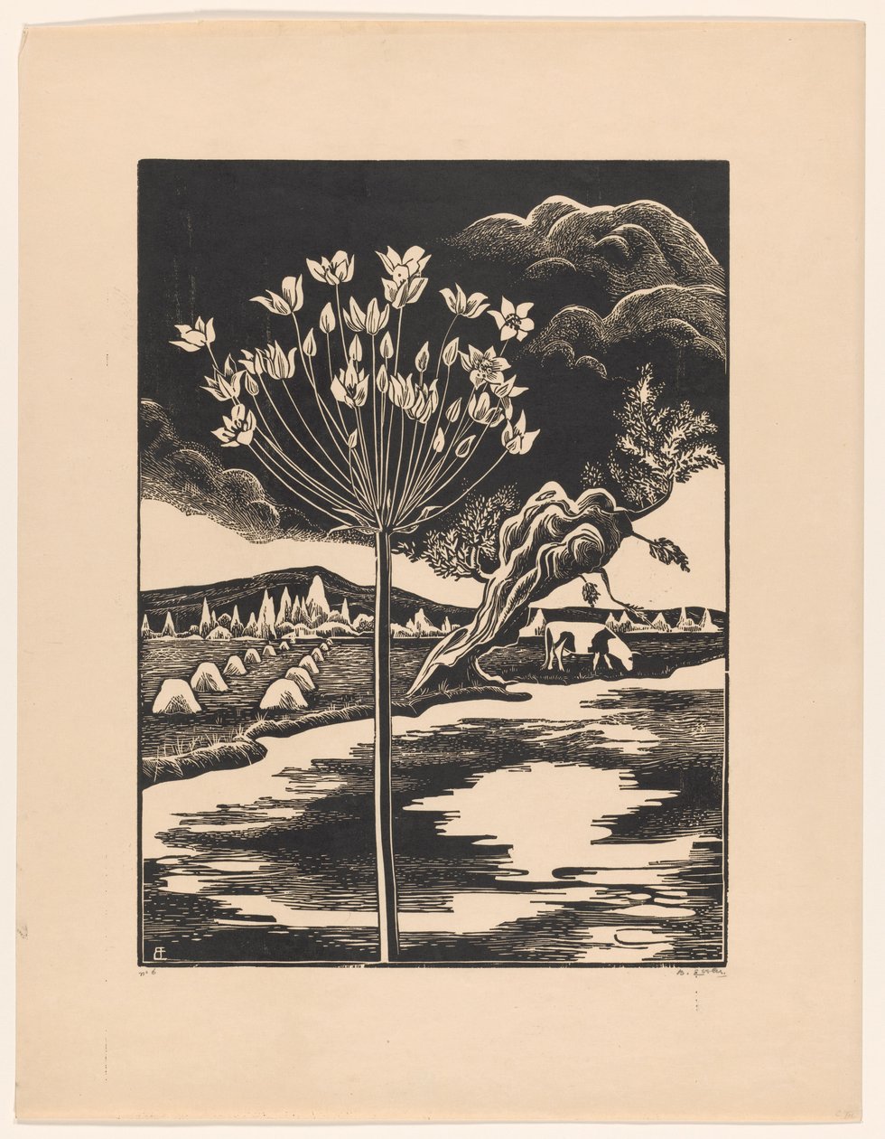 Schwanenblume in einer Landschaft von Bernard Essers (signed by artist)
