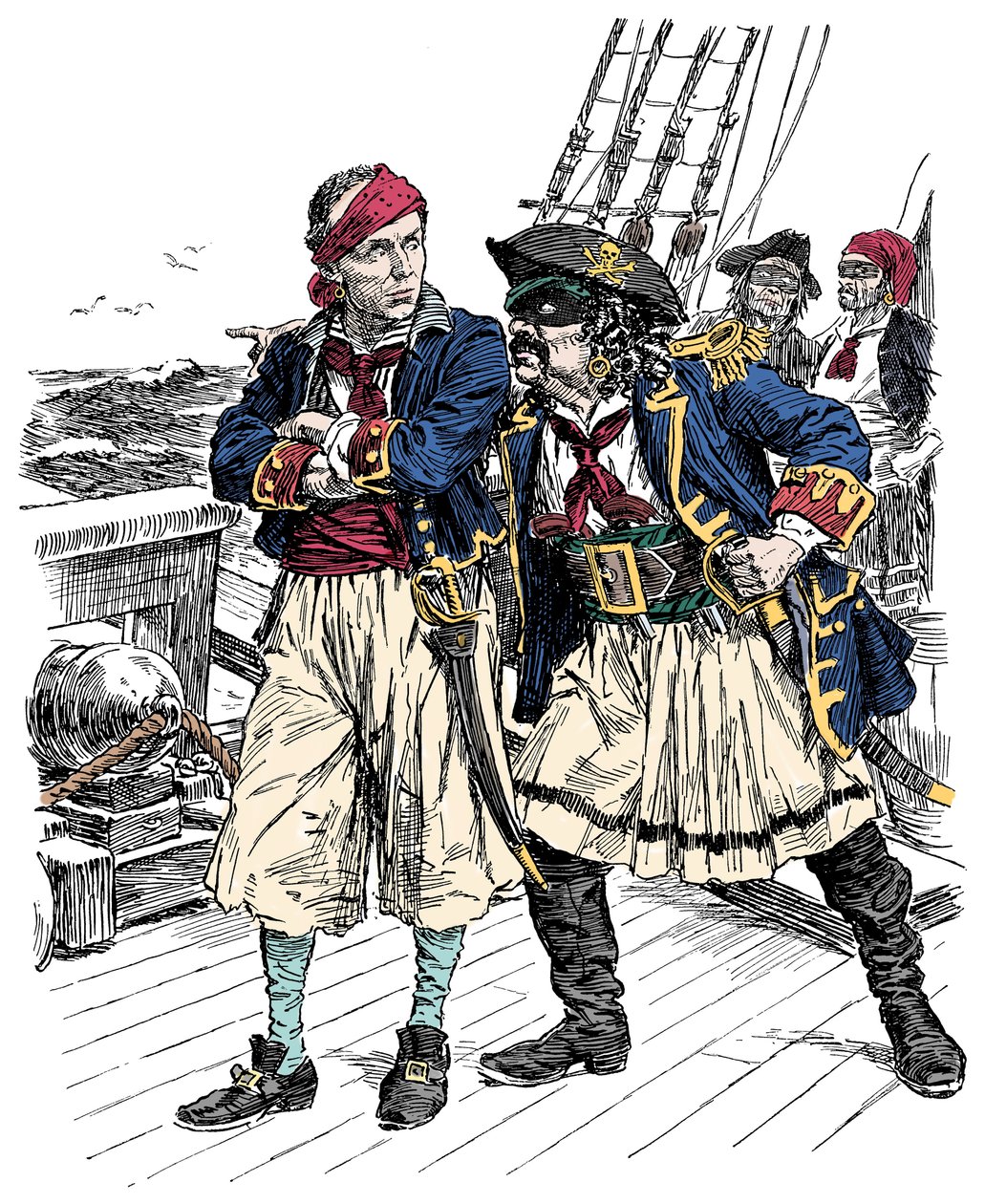 Zwei Piraten drohen, Illustration von Bernard Partridge (1861-1945) aus 