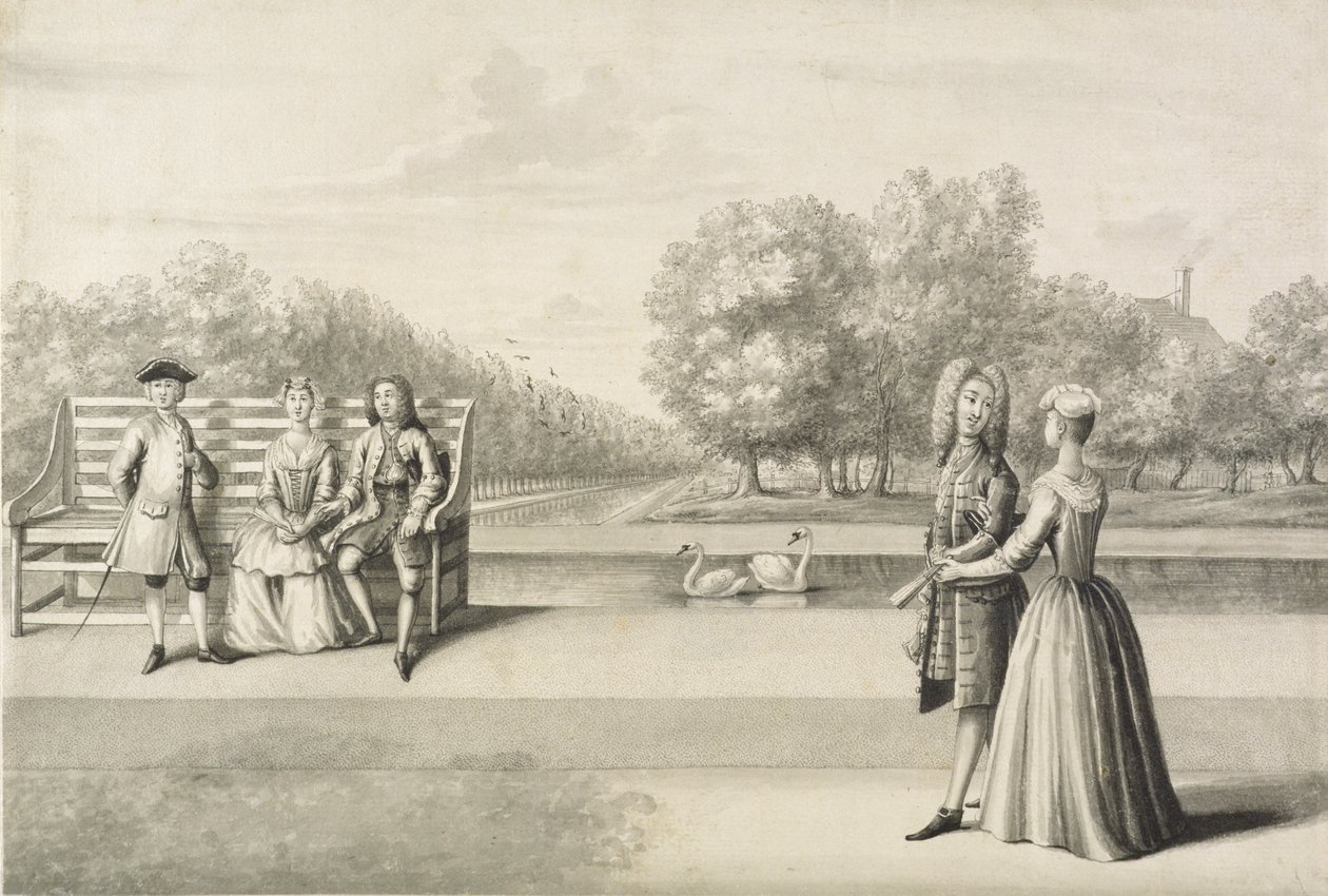 Figuren am Ufer des Long Water, Hampton Court Palace von Bernard Lens