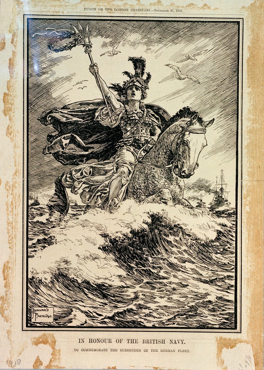 Zu Ehren der britischen Marine. Zur Erinnerung an die Kapitulation der deutschen Flotte. Titelseite von Punch, 27. November 1918 von Bernard Partridge
