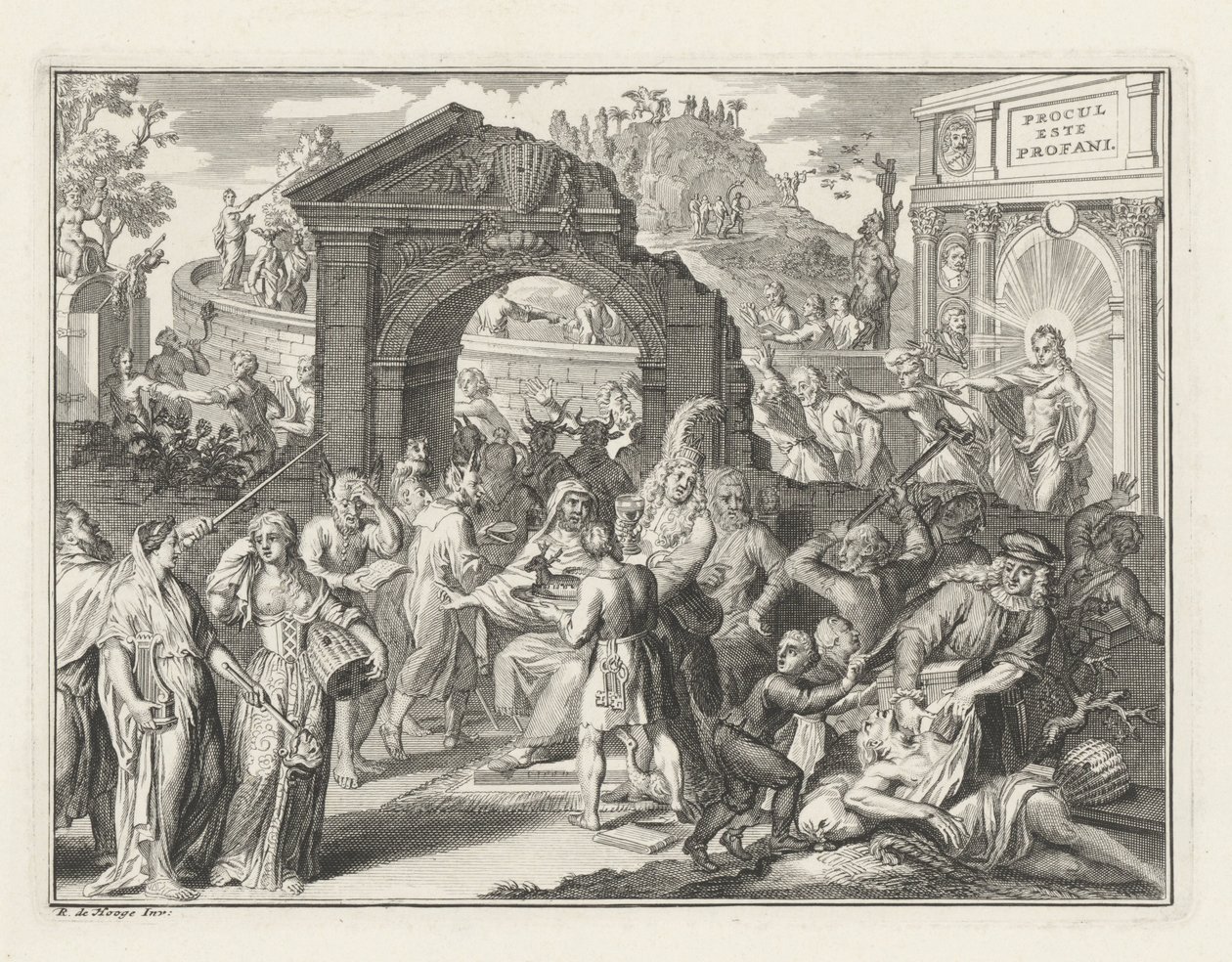 Karikatur über den Theaterstreit, ca. 1685 von Bernard Picart (attributed to)