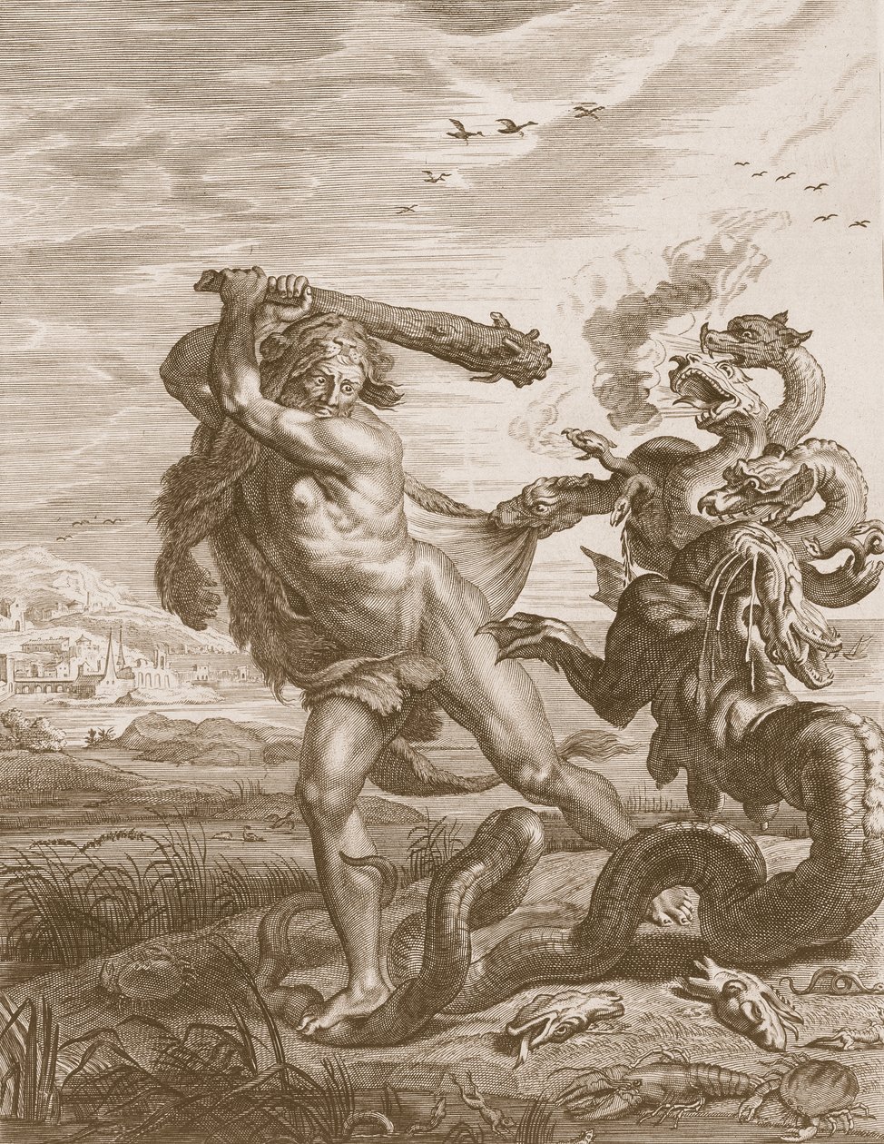 Herkules kämpft gegen die Lernäische Hydra, 1731 von Bernard Picart