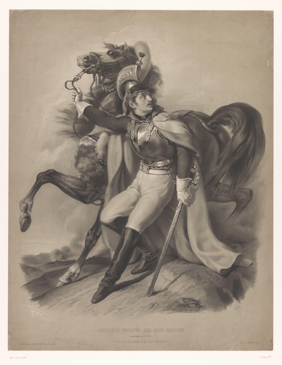 Kürassier neben seinem Pferd von Bernard Romain Julien