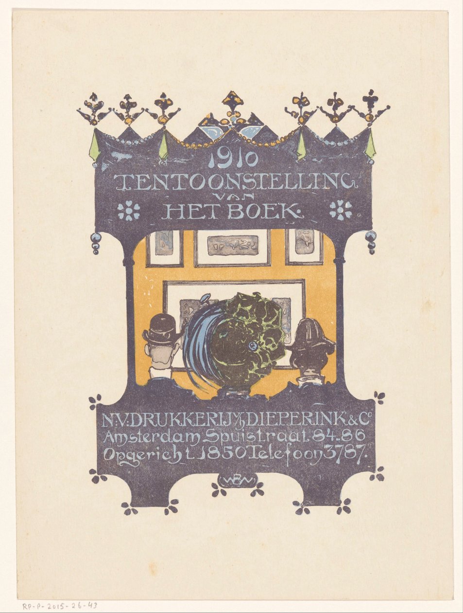 Werbung für die Amsterdamer Stein- und Buchdruckerei Dieperink & Co (1910 Tentoonstelling van het boek) von Bernard Willem Wierink