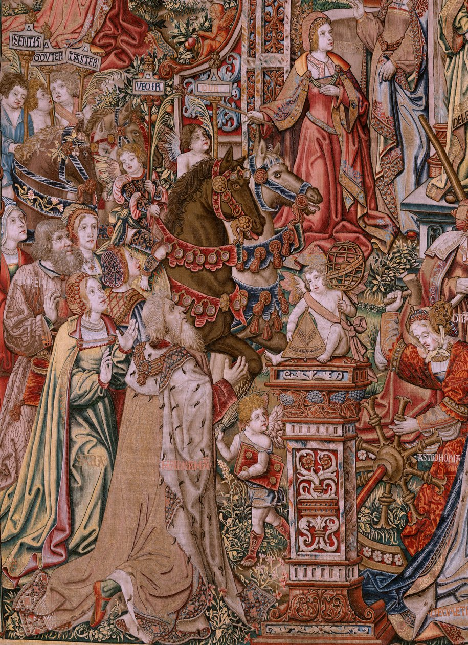 Flämischer Wandteppich. Serie Die Ehren. Klugheit. Siebter Wandteppich der Serie. Modell von Zeichnern aus dem Kreis von Bernard van Orley und Jan Gossaert (Mabuse). Herstellung Pieter van Aelst, Brüssel. Ca. 1550. Stoff Gold, Silber, Seide und Wolle. von Bernard van Orley