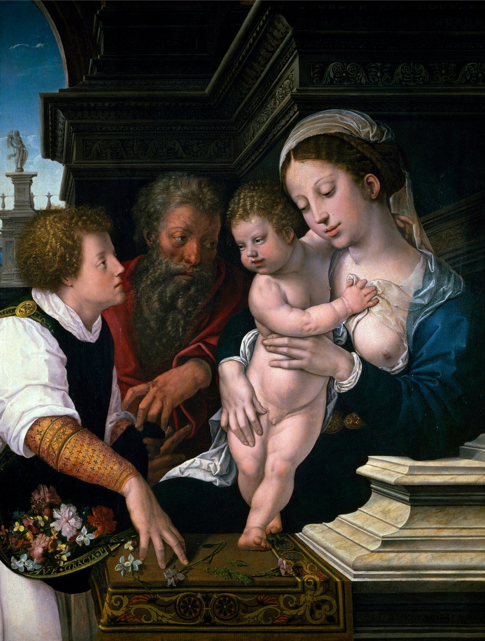 "Die Heilige Familie" Gemälde von Bernard van Orley (Barend, Barent, Bernaert van Brussel) von Bernard van Orley