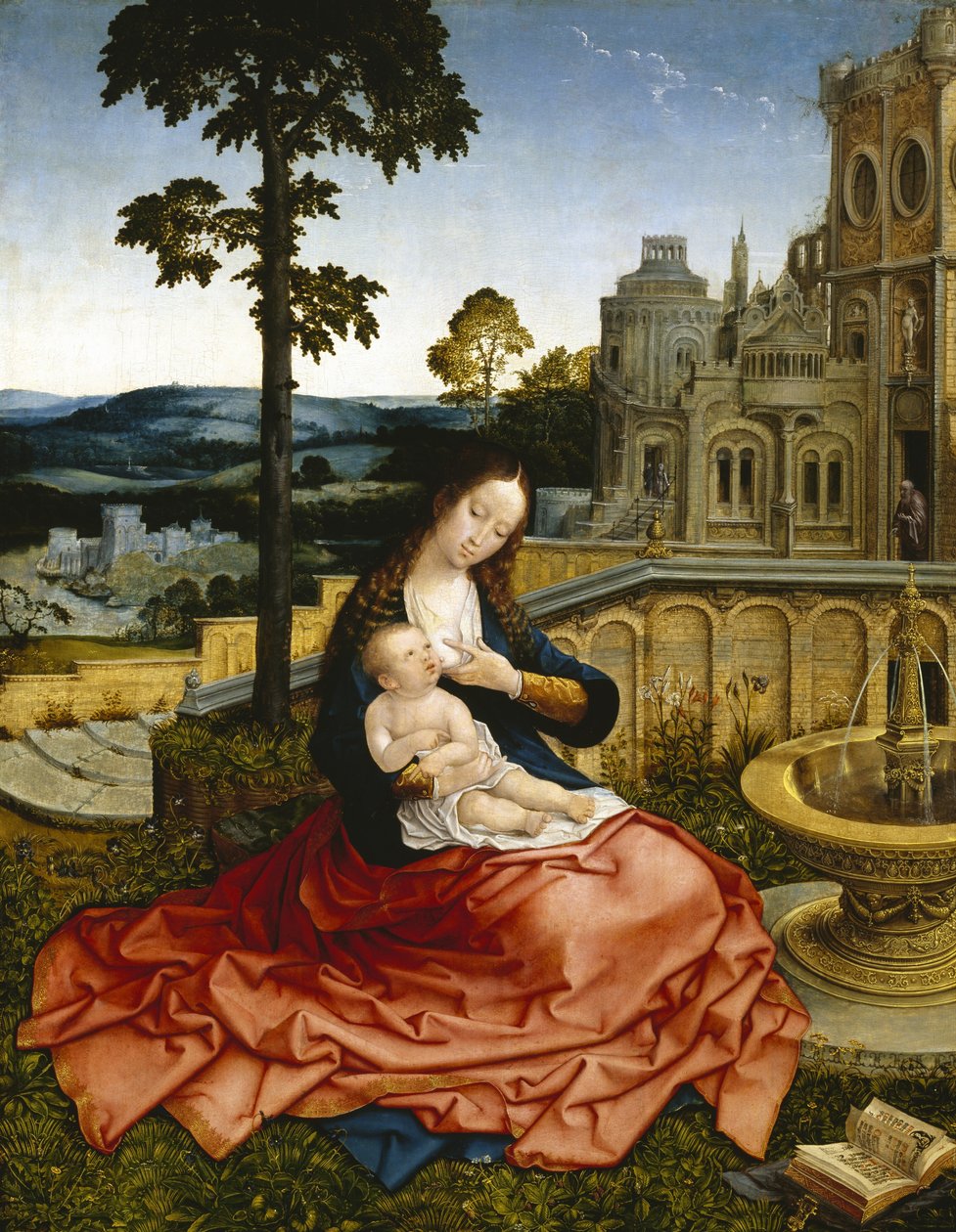 Die Jungfrau und das Kind an einem Brunnen von Bernard van Orley