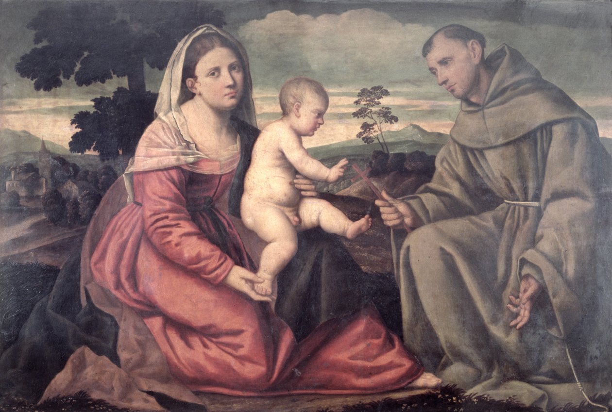 Madonna und Kind mit St. Franziskus, ca. 1540 von Bernardino Licinio