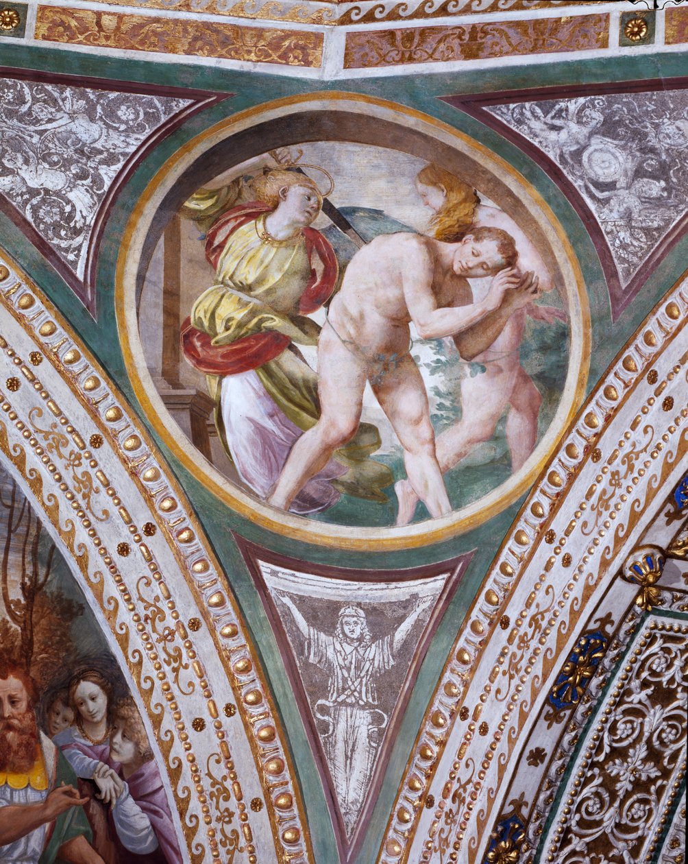 Die Vertreibung von Adam und Eva, aus dem Pendentif der Kuppel, 1532-36 von Bernardino Luini