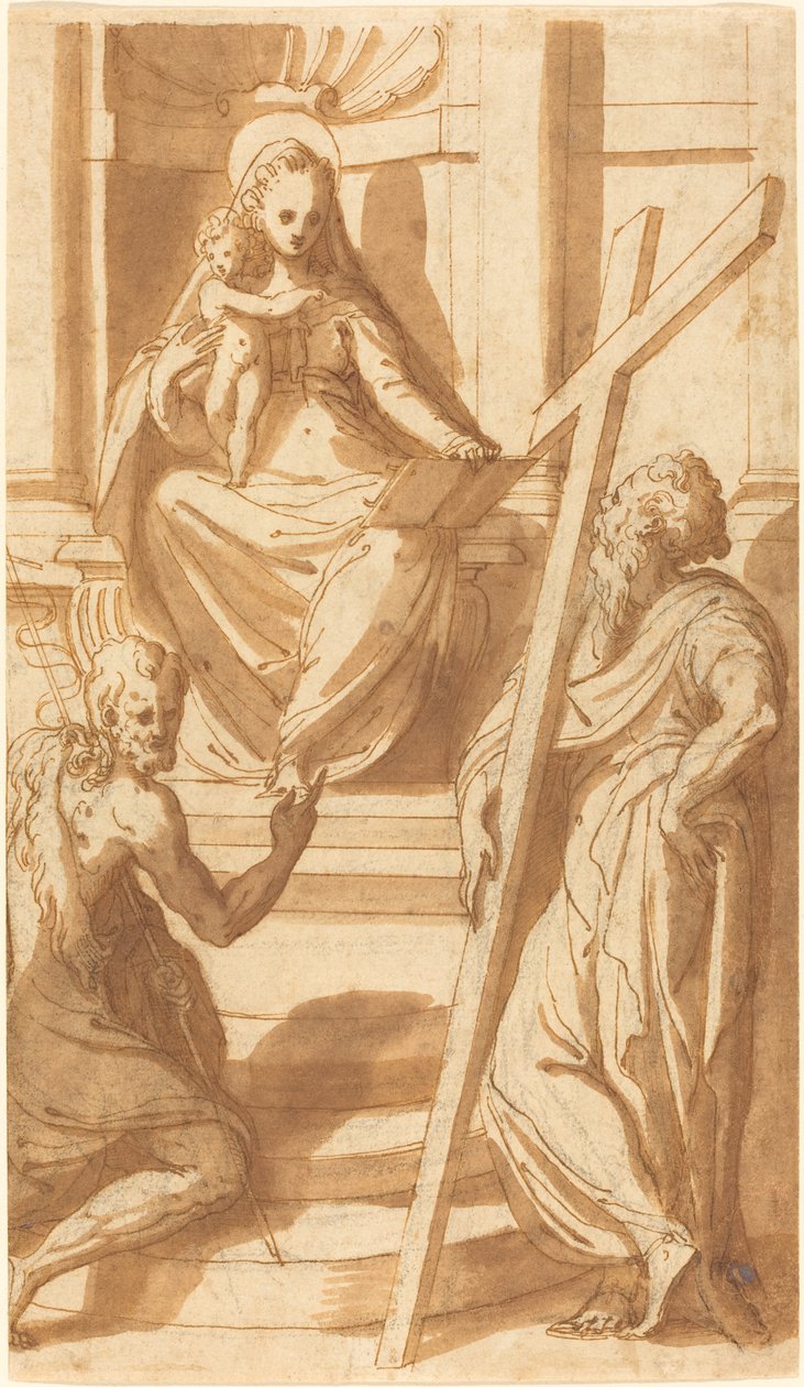 Die Madonna und das Kind auf dem Thron mit Johannes dem Täufer und Andreas von Bernardino India