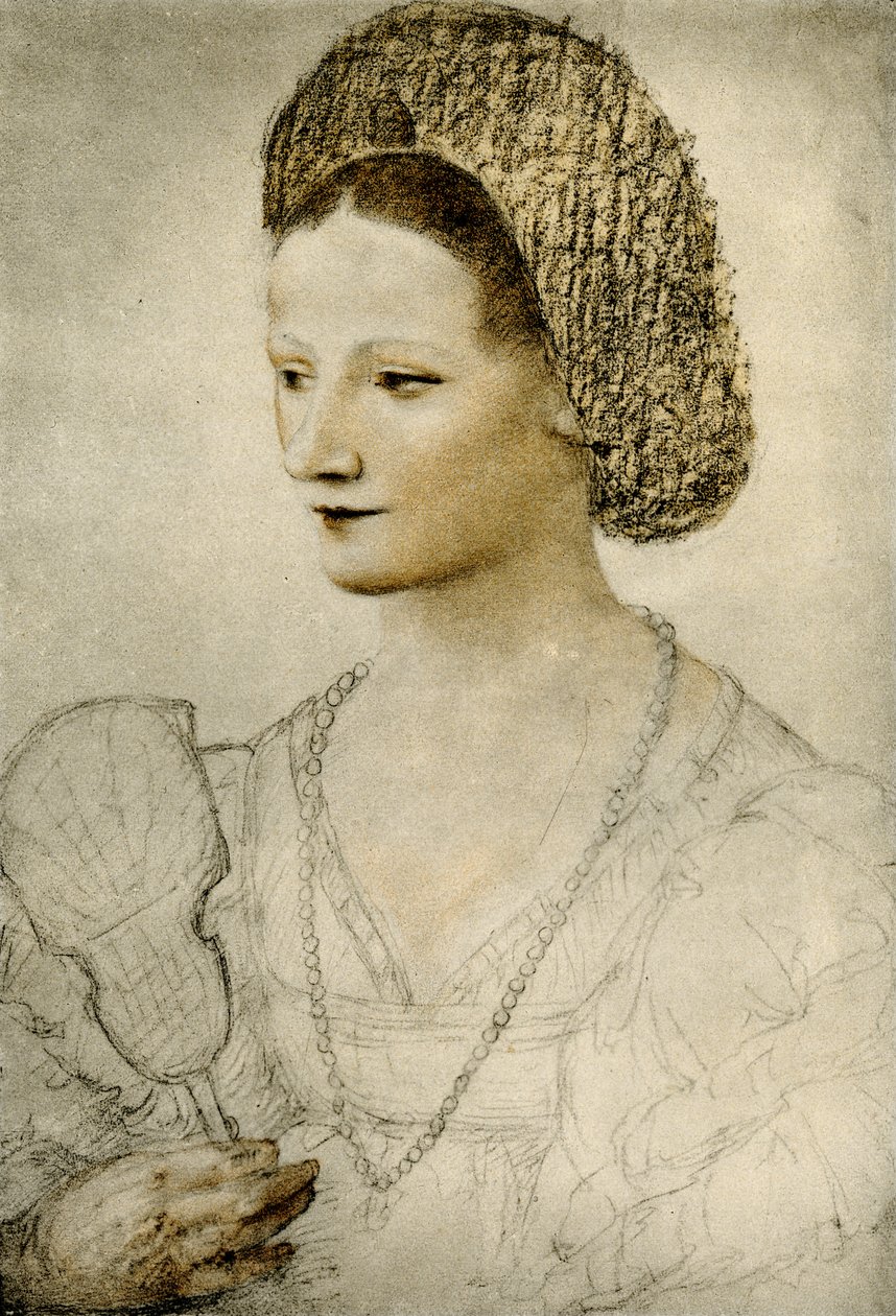 Porträt einer unbekannten Frau mit Fächer von Bernardino Luini