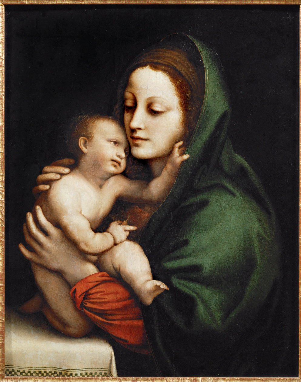 Heilige Maria und Kind, Fragment einer Darstellung im Tempel von Bernardino Luini