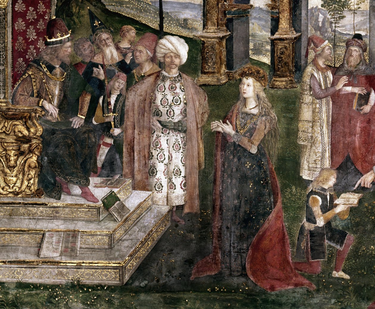 (Detail) Der Streit der Heiligen Katharina von Alexandria mit dem Philosophen vor dem römischen Kaiser Maxentius von Bernardino di Betto Pinturicchio