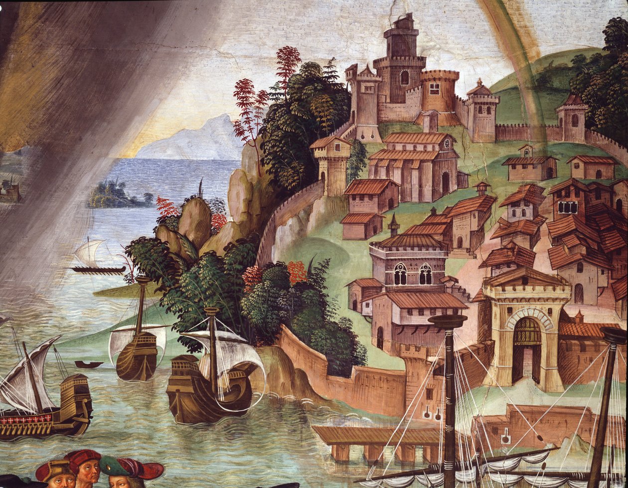 Papst Pius II. geht zum Konzil von Basel (Detail) von Bernardino di Betto Pinturicchio