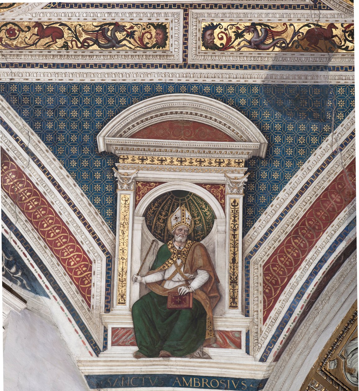 St. Ambrosius, Detail der Kirchenlehrer (Fresko) von Bernardino di Betto Pinturicchio