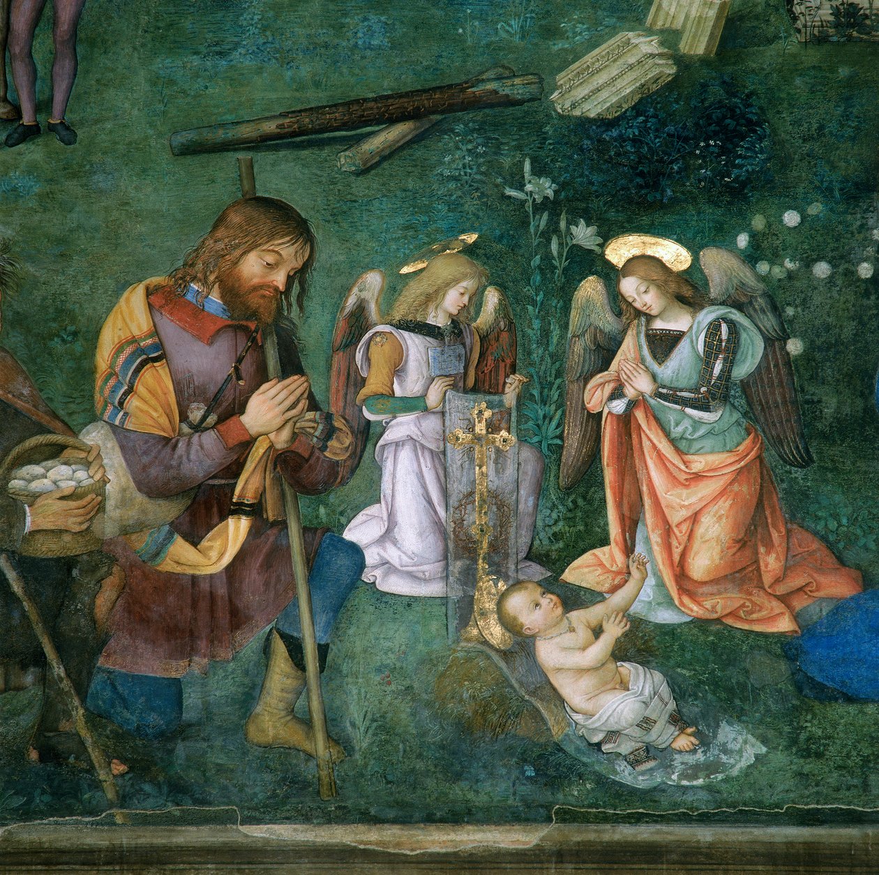 Christuskind (Detail der Geburt Christi) von Bernardino di Betto Pinturicchio
