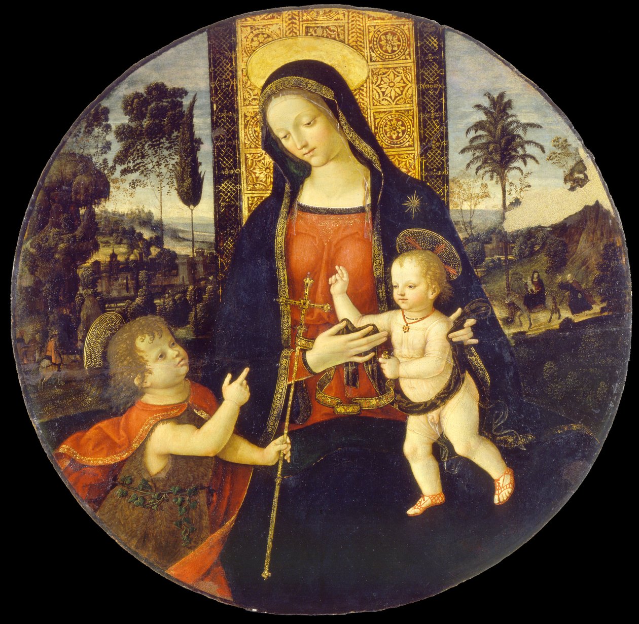 Die Jungfrau und das Kind mit dem kleinen Johannes dem Täufer von Bernardino di Betto called Il Pinturicchio and workshop