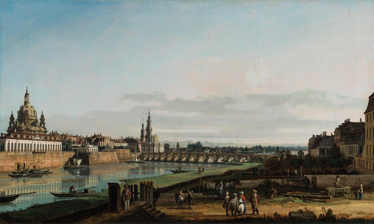 Dresden vom rechten Elbufer, oberhalb der Augustusbrücke von Bernardo Bellotto
