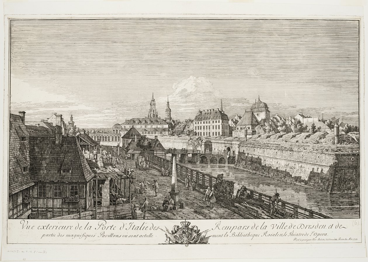 Außenansicht des italienischen Tores der Stadtmauern von Dresden von Bernardo Bellotto