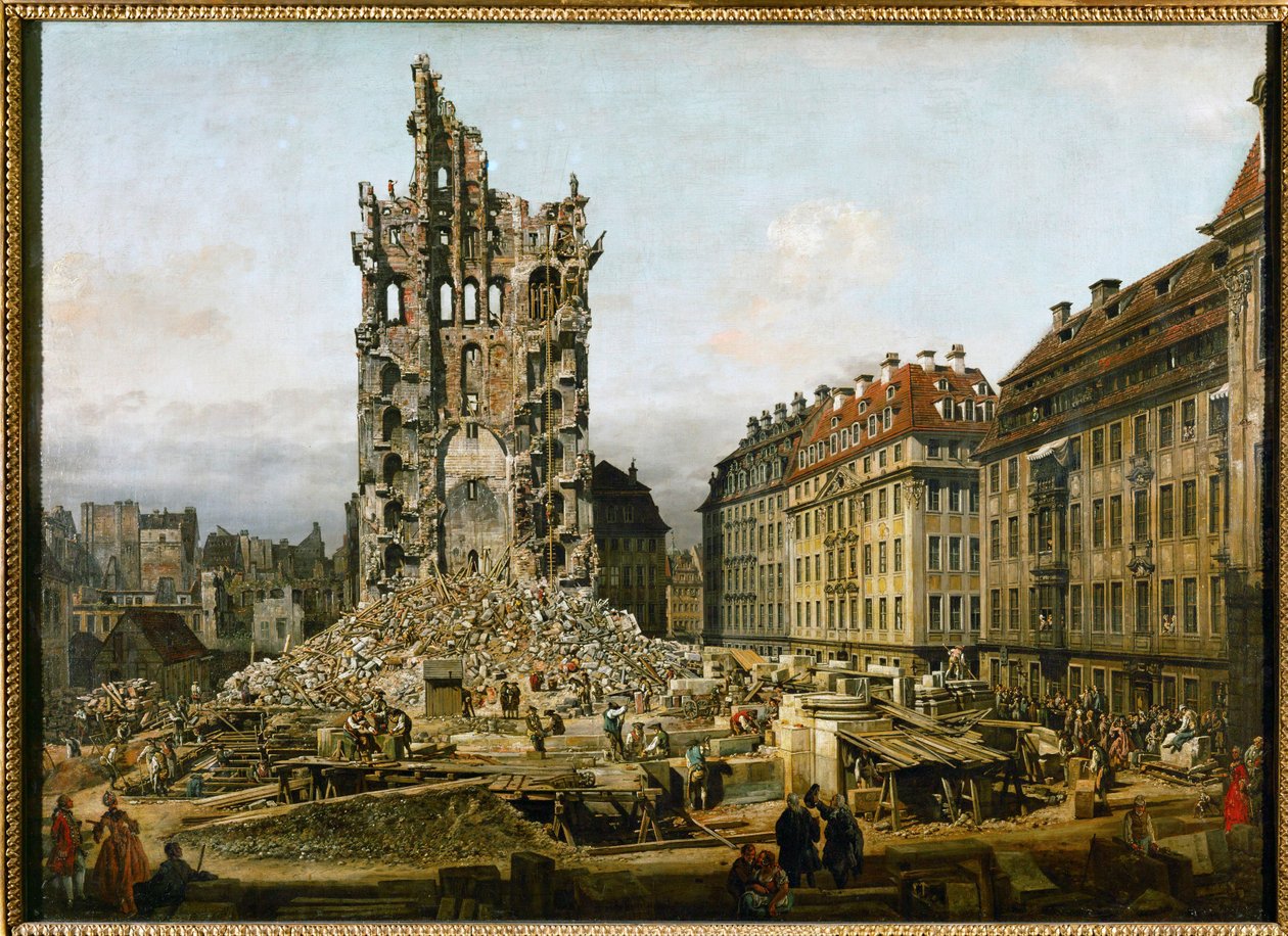 Ruinen der alten Kreuzkirche in Dresden von Bernardo Bellotto