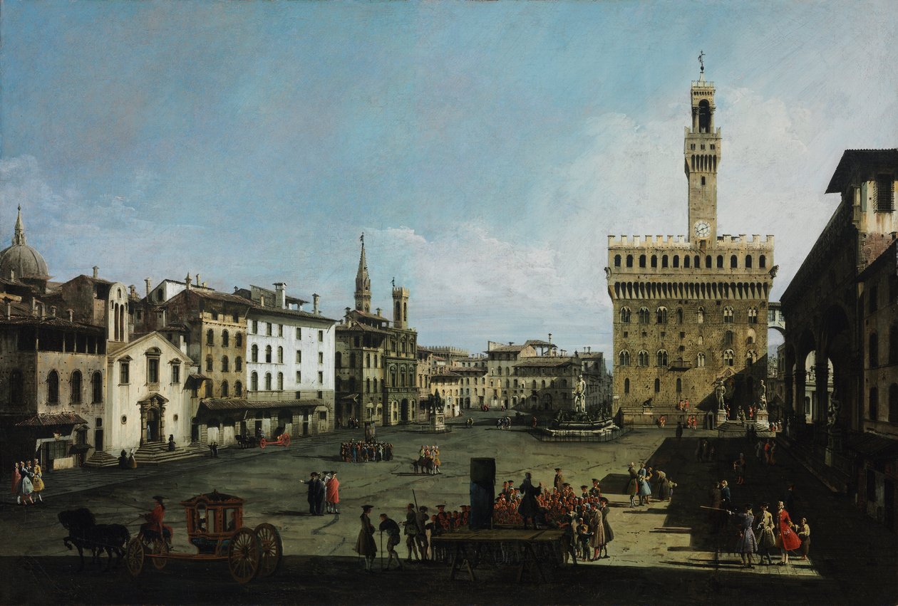 Die Piazza della Signoria in Florenz, 1742 von Bernardo Bellotto