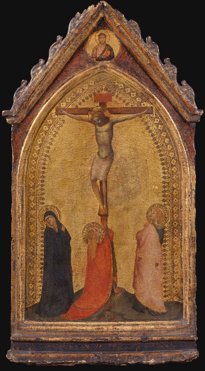 Die Kreuzigung mit Maria Magdalena, Madonna und Johannes dem Evangelisten von Bernardo Daddi