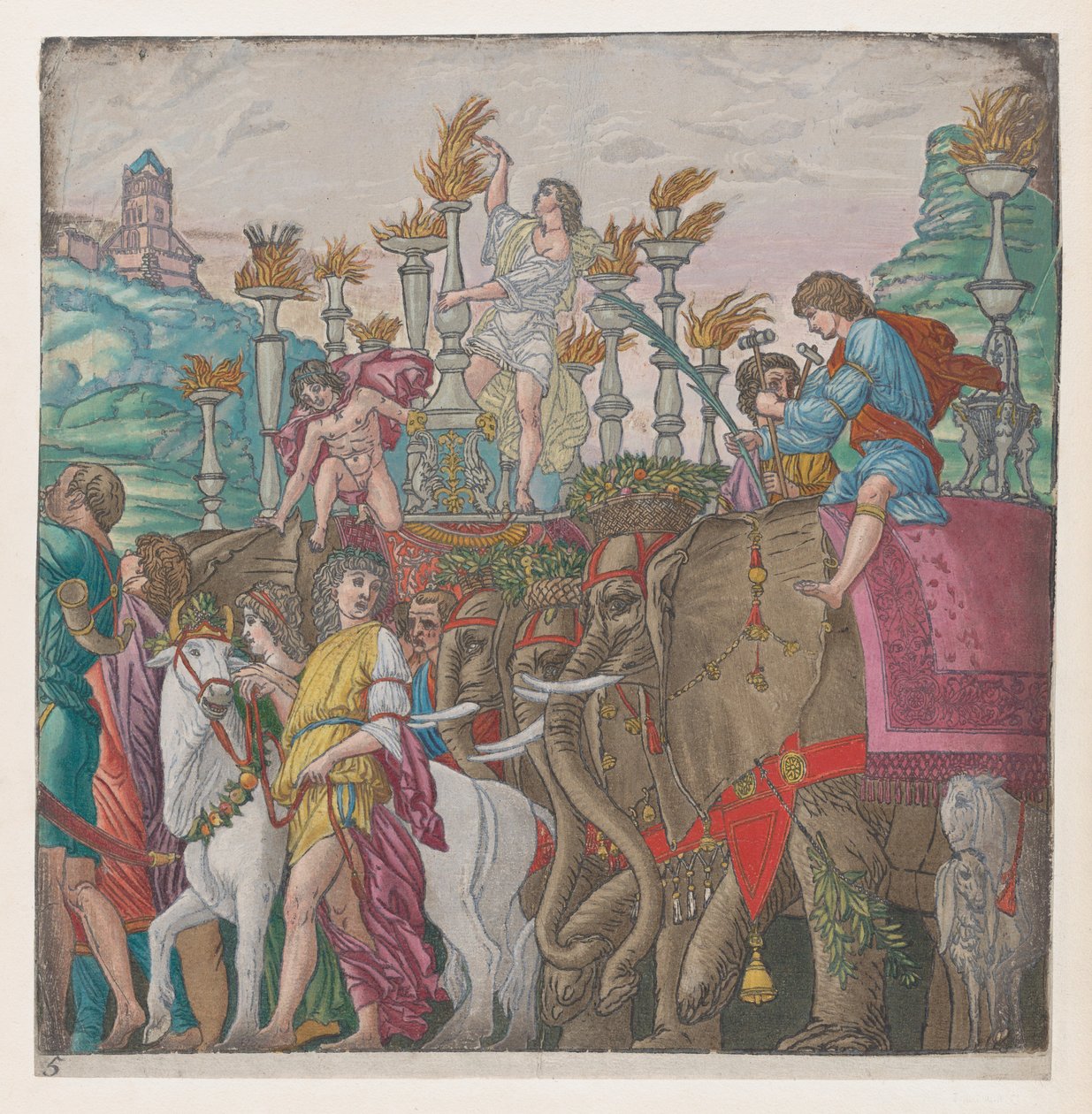 Blatt 5: Elefanten, aus Der Triumph von Julius Caesar, 1599 von Bernardo Malpizzi