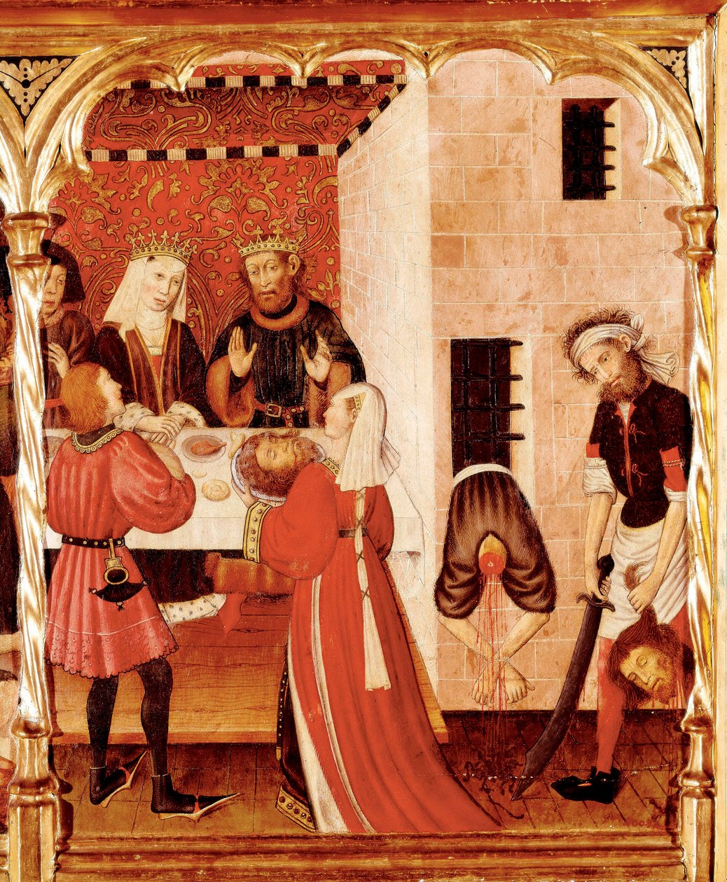 Altarbild des Heiligen Johannes, Detail, das die Enthauptung des Heiligen Johannes darstellt von Bernardo Martorell