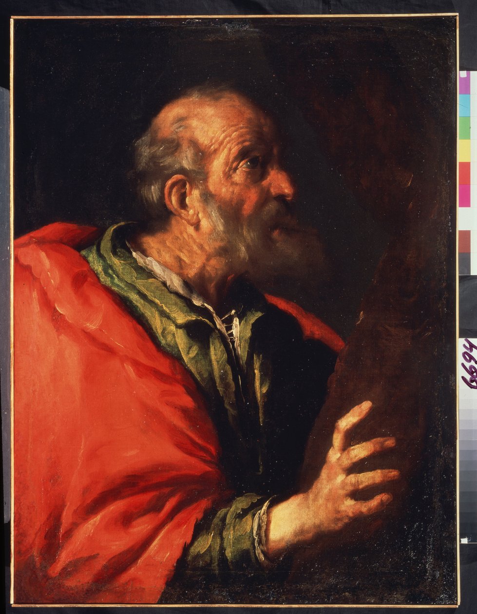 Kopf eines alten Mannes, Apostel Petrus? von Bernardo Strozzi