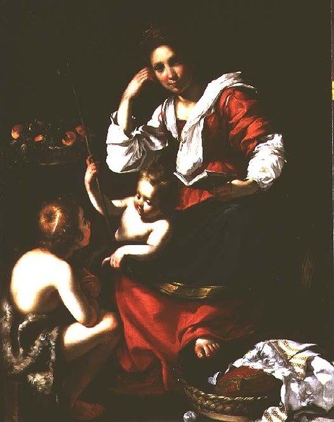 Madonna und Kind mit dem kleinen Johannes dem Täufer von Bernardo Strozzi