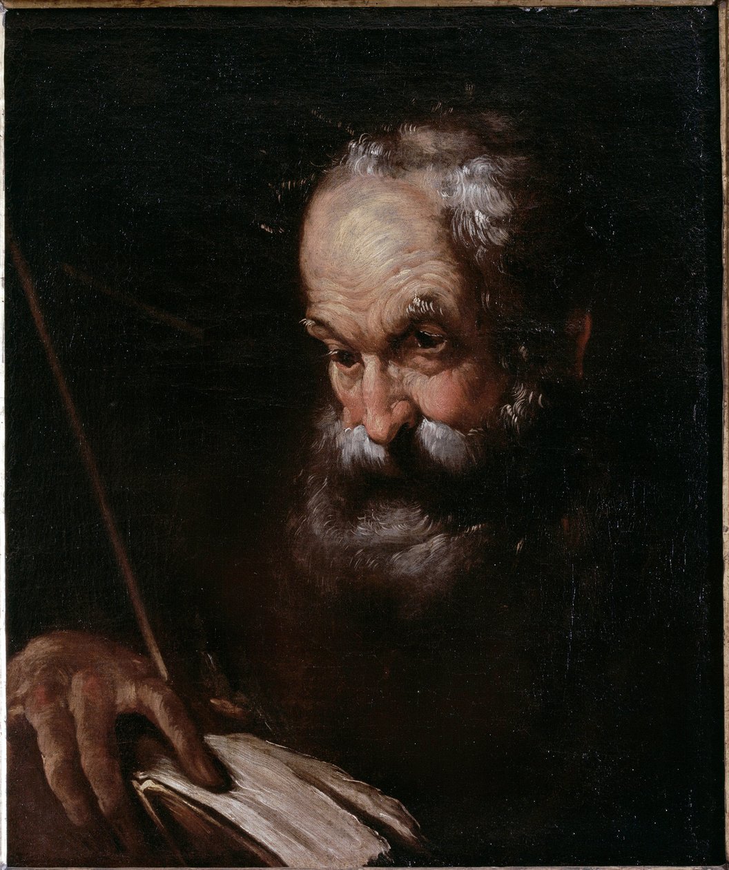 Porträt eines alten Mannes mit einem Buch von Bernardo Strozzi