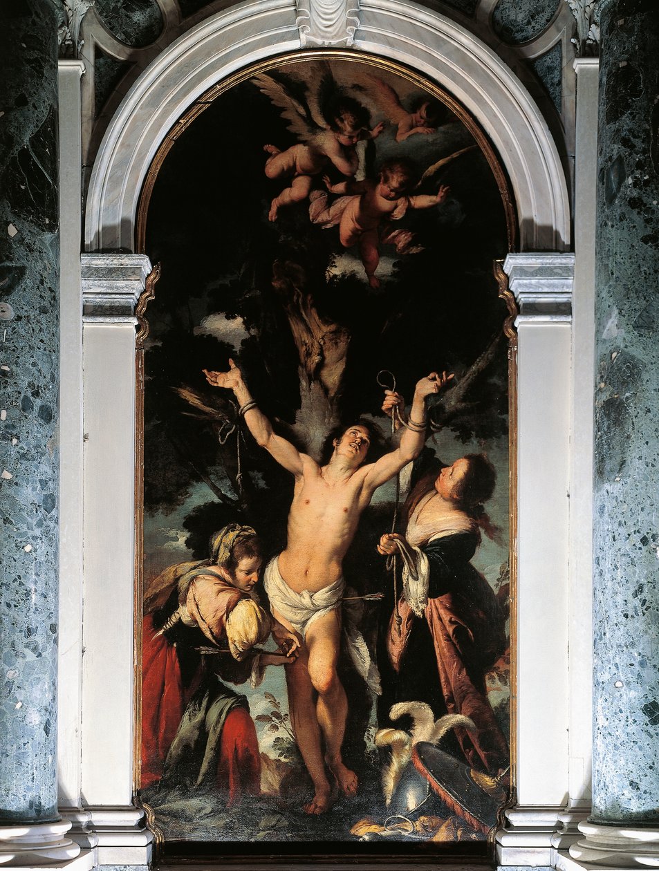 Der heilige Sebastian wird von den heiligen Frauen geheilt von Bernardo Strozzi