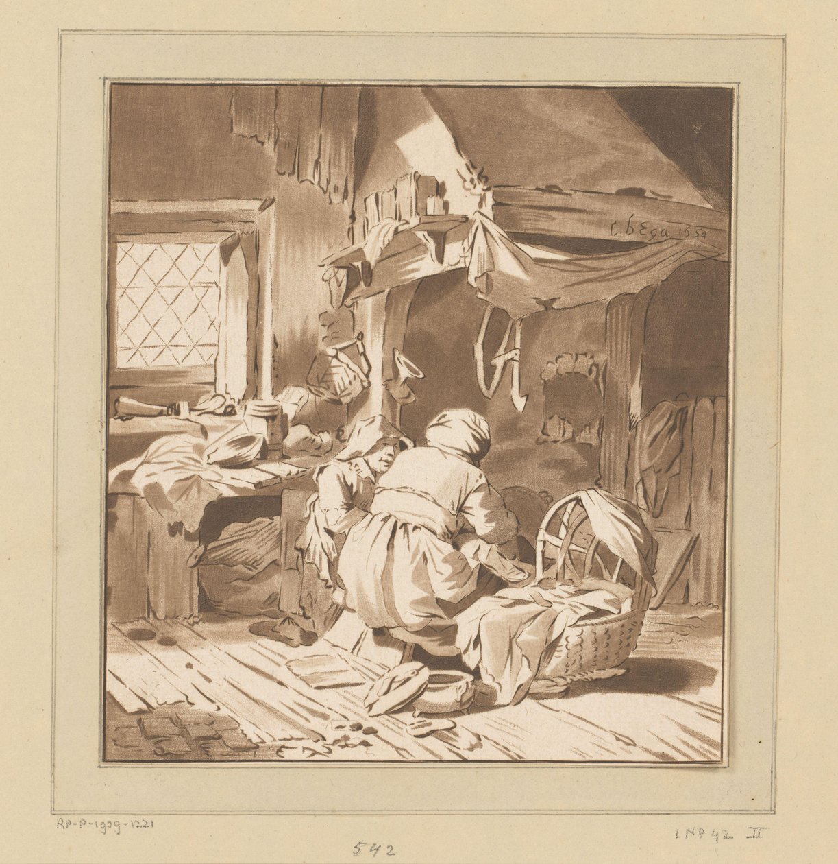 Bauerninterieur mit zwei Frauen von Bernhard Schreuder